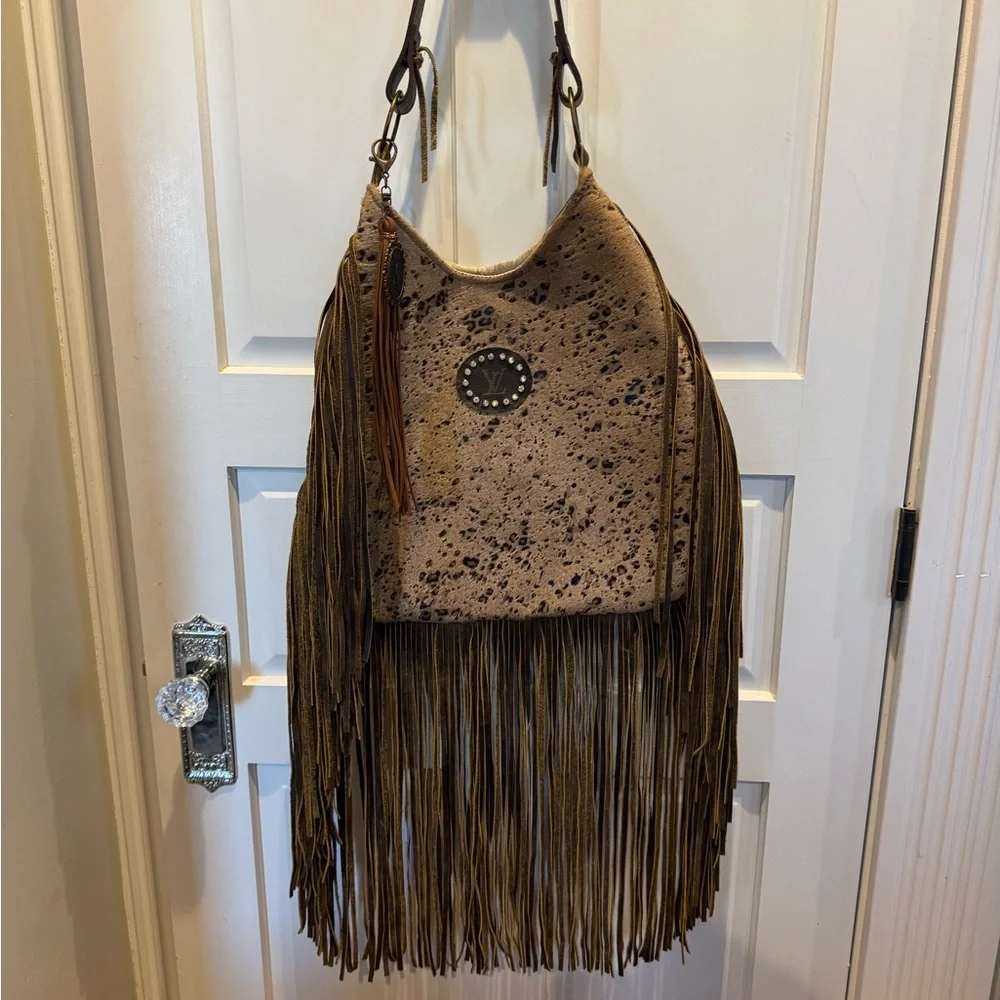 Brown Fringe Leather Bag Keep it Gypsy - Picture 1 of 5